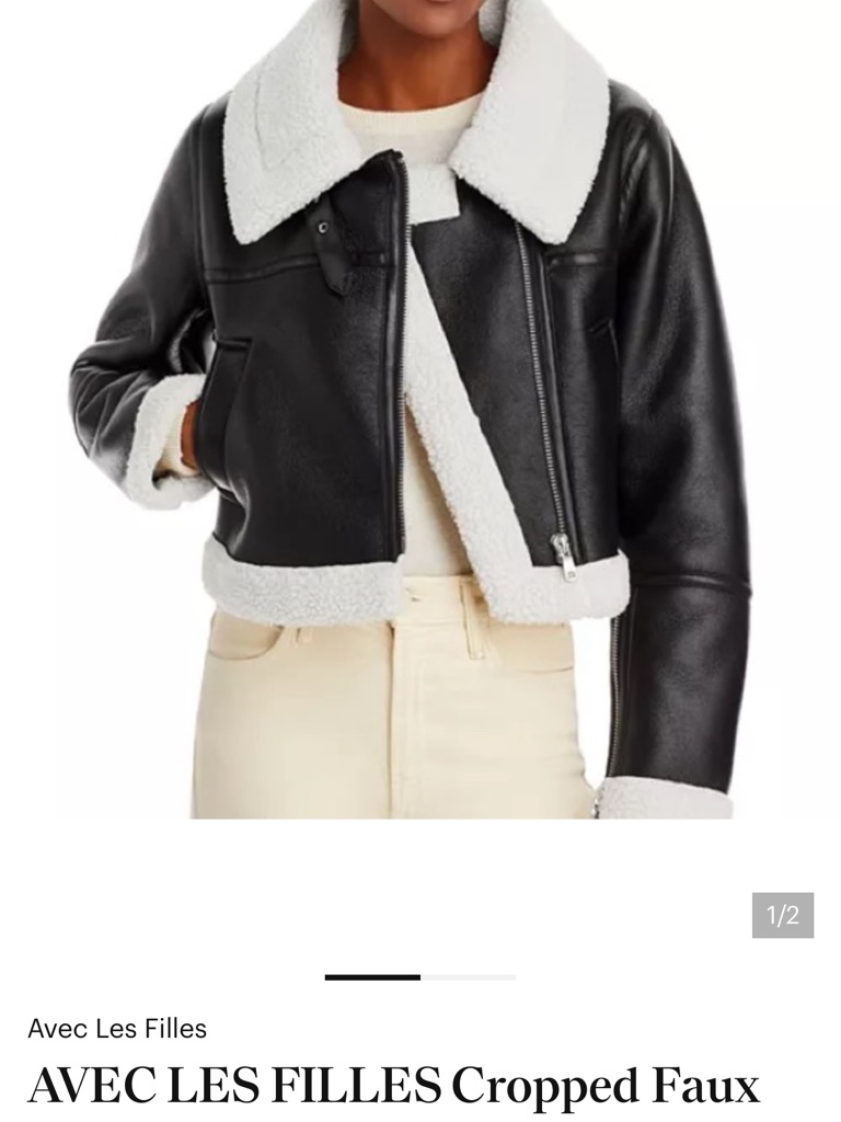 Avec Les Filles Black Jacket With White Faux Shearling Trim